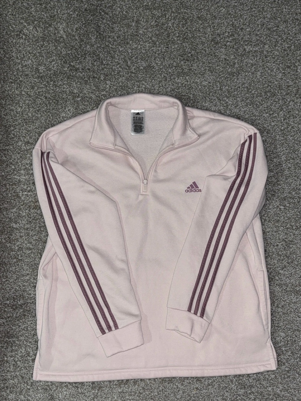adidas Women's Light Pink Half-Zip Fleece with Mauve Stripes